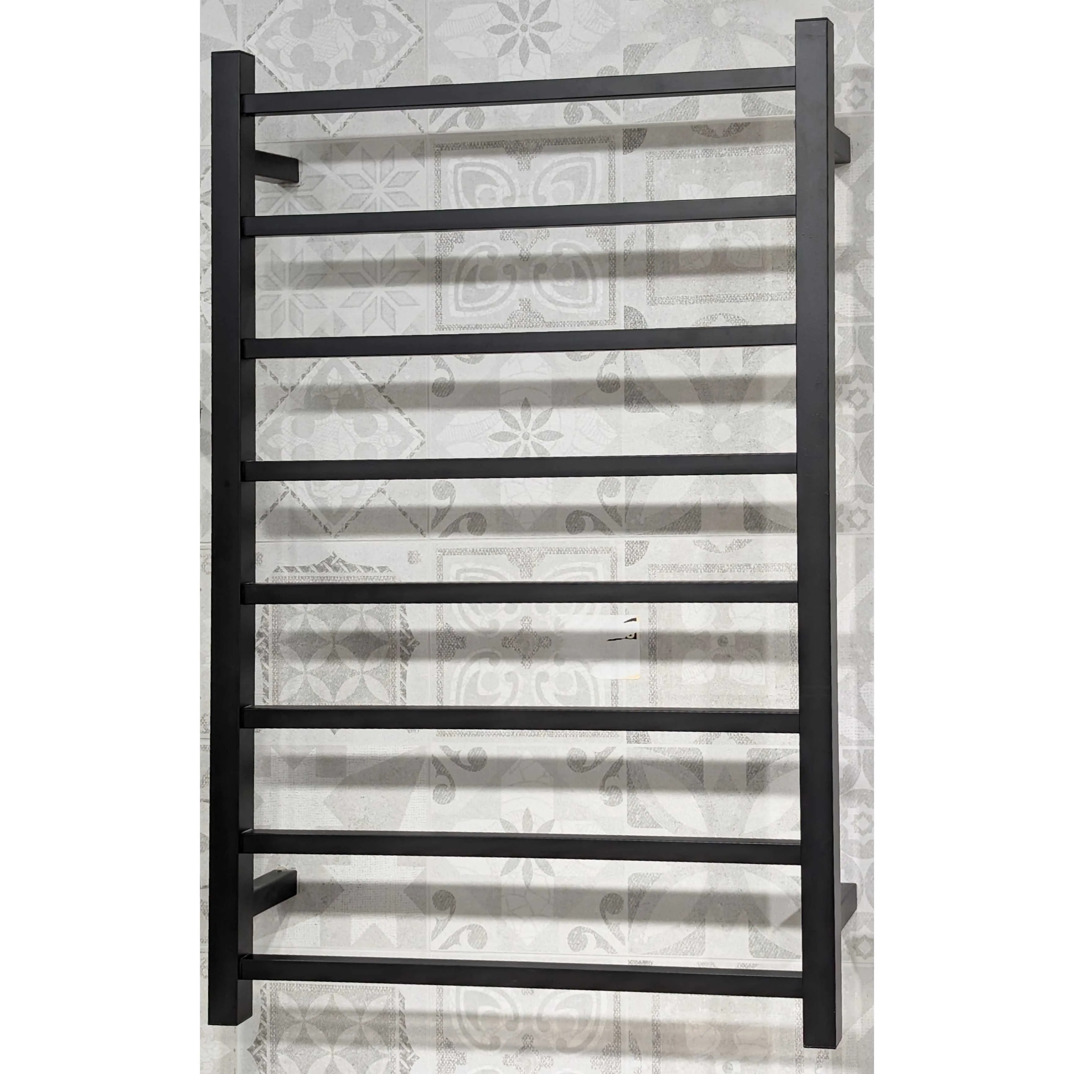 8 BAR HEATED TOWEL RAIL BLACK