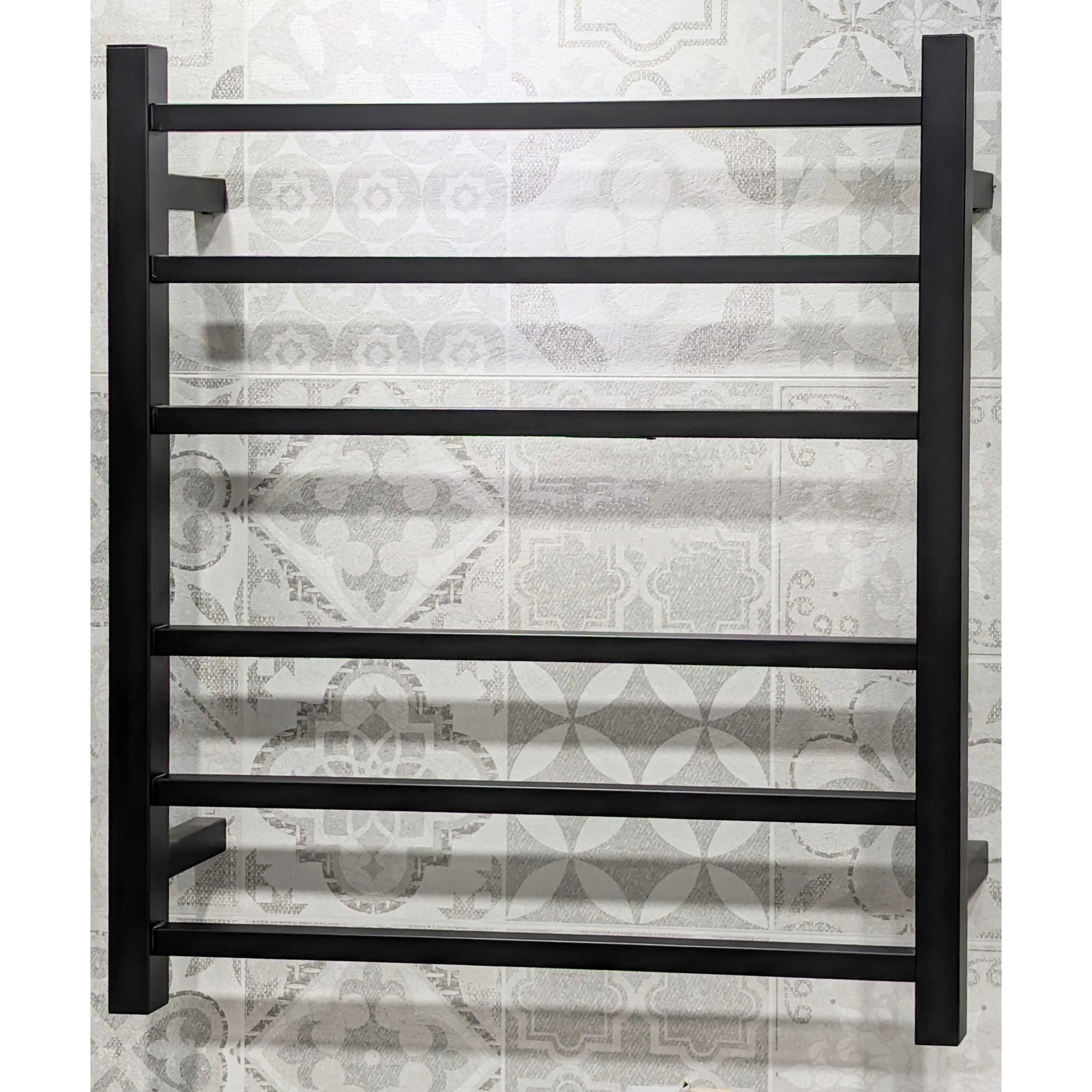 6 BAR HEATED TOWEL RAIL BLACK