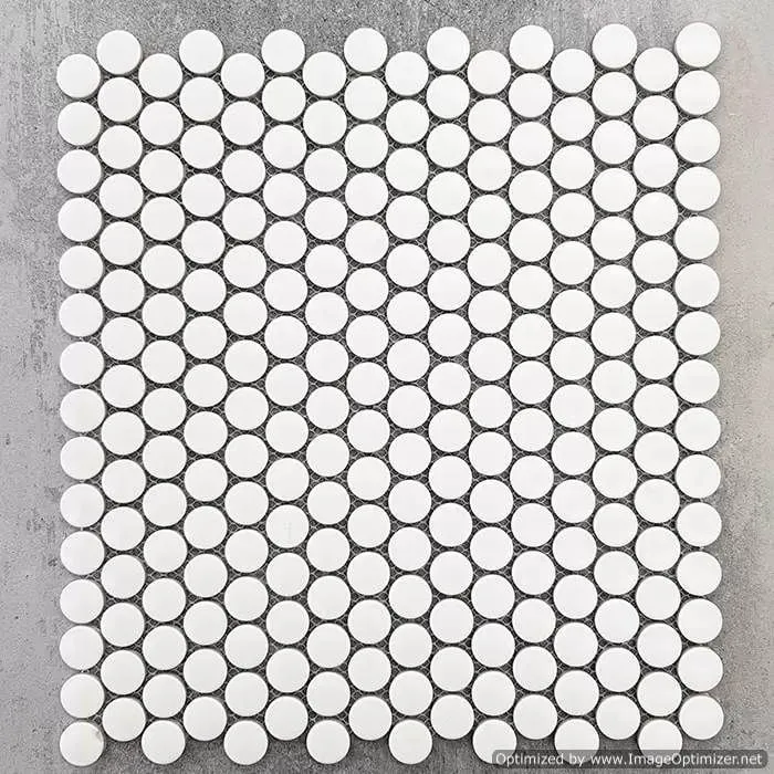 Penny Round White Matt Glazed Porcelain Mosaic 7361