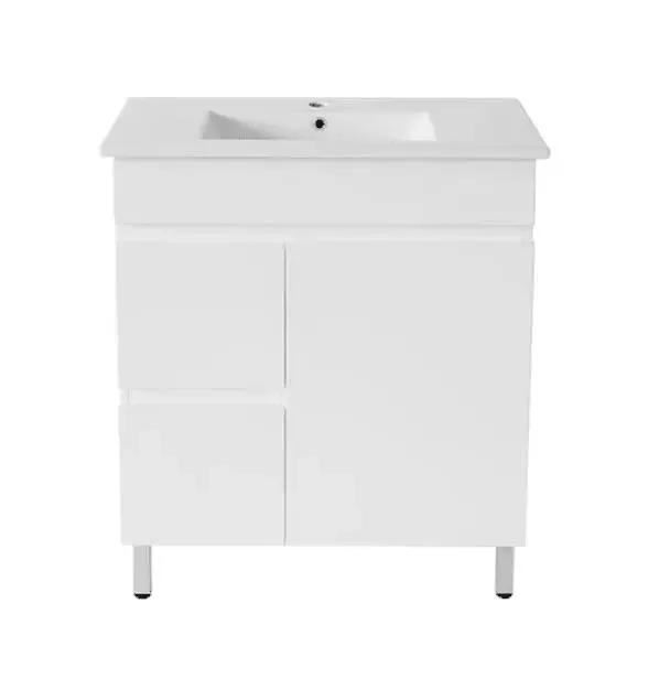White Vanity Single Basin with 2 Left Hand Side Drawers & Right Doors 9931